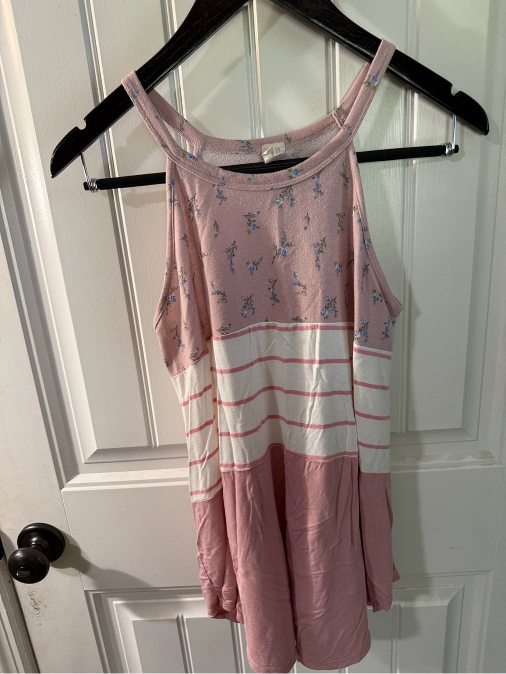 7th Ray Pink Floral & Stripe Tank Dress